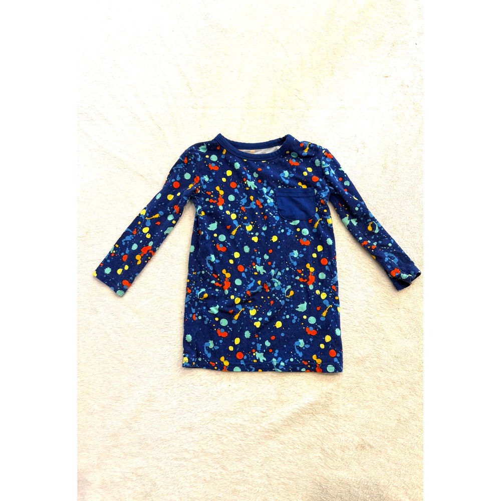 Little Sleepies Play Blue Paint Splatter Bamboo Long Sleeve Pocket Tee 6-12M